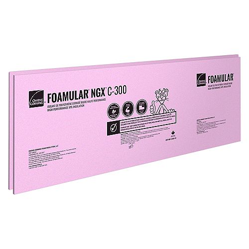 Owens Corning FOAMULAR C-300 XPS Insulation 24-inch x 96-inch x 1-inch Ship Lap Edge