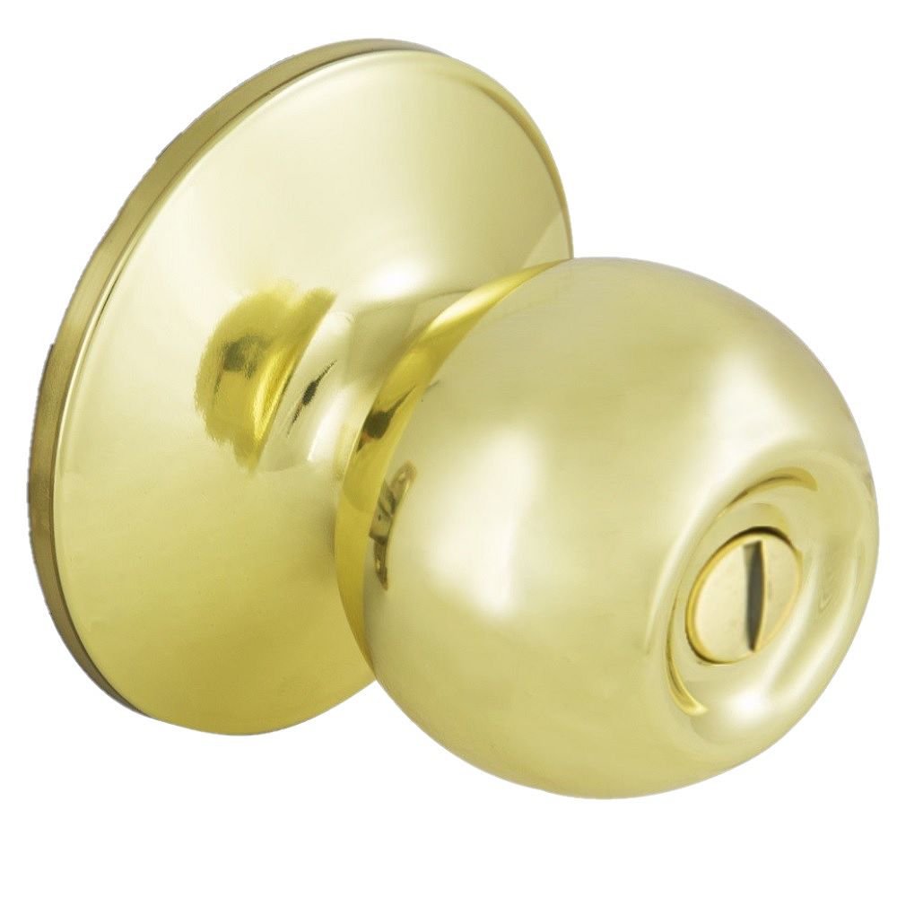 Defiant Saturn Bed Bath Room Privacy Door Knob In Polished Brass The Home Depot Canada