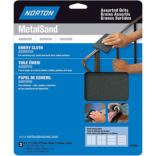 MetalSand 9-inch x 11-inch Sanding Sheets Assorted Grits (3-Pack)