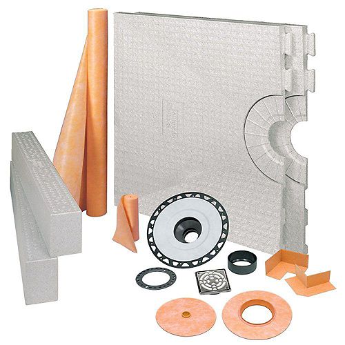 Kerdi-Shower 32 in. x 60 in. Shower Kit in ABS with Stainless Steel Drain Grate