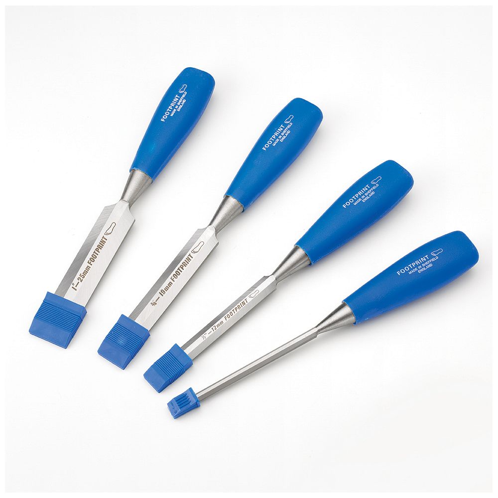 Chisels Footprint Tools 4-Piece Wood Chisel Set in Blue | The Home Depot Canada