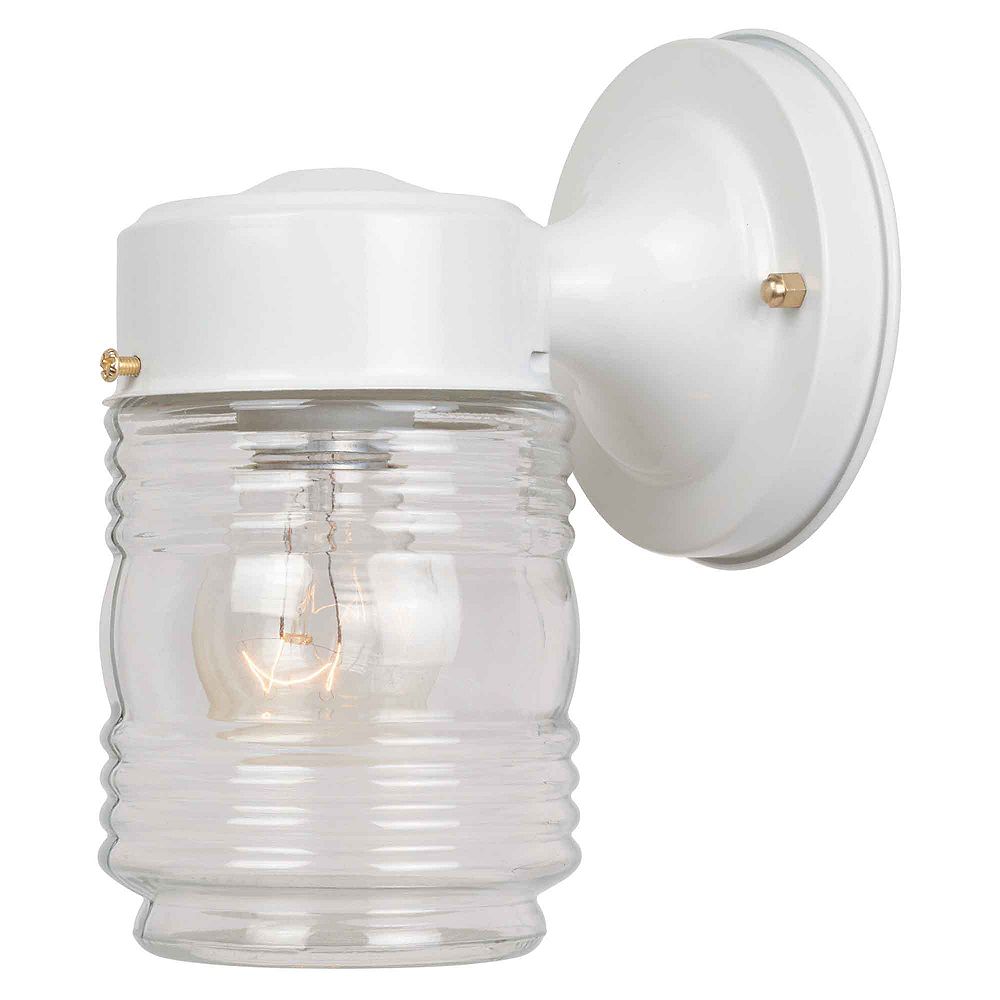Hampton Bay 1Light Outdoor Wall Lantern White The Home Depot Canada