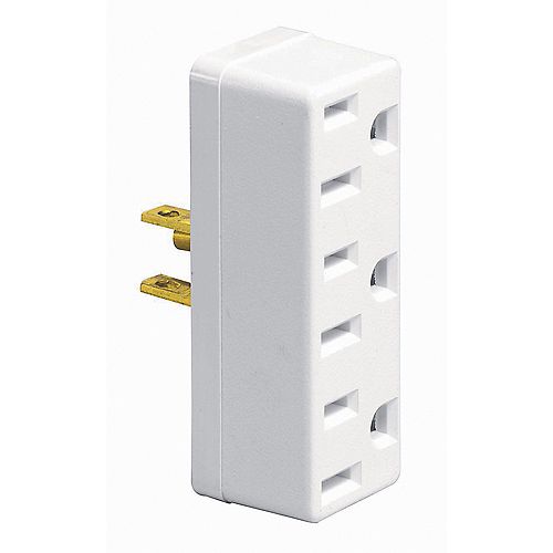 Plug in Triplex Outlet Adapter, White