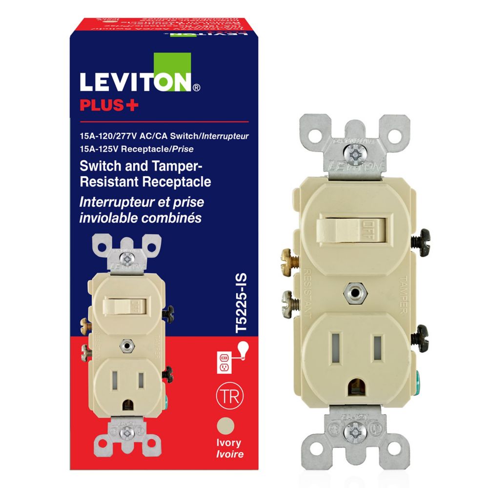 Leviton 15 Amp Combination SwitchReceptacle Ivory The Home Depot
