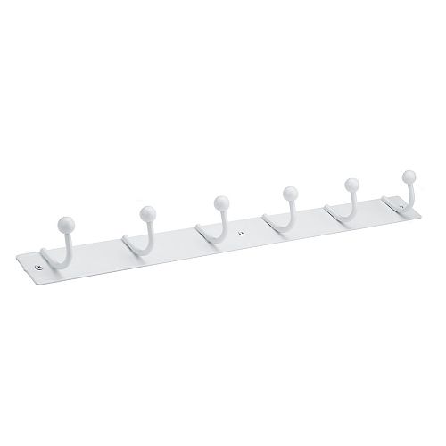 19 5/8-inch (500 mm) Utility 6-Hook Rack, White