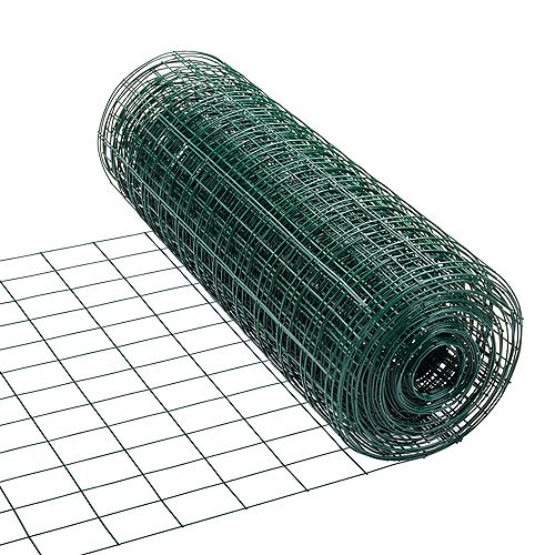 Everbilt 50 ft. L x 24-inch H 15-Gauge Vinyl-Coated Welded Wire Mesh Netting in Green (3-inch x 2-inch Mesh)