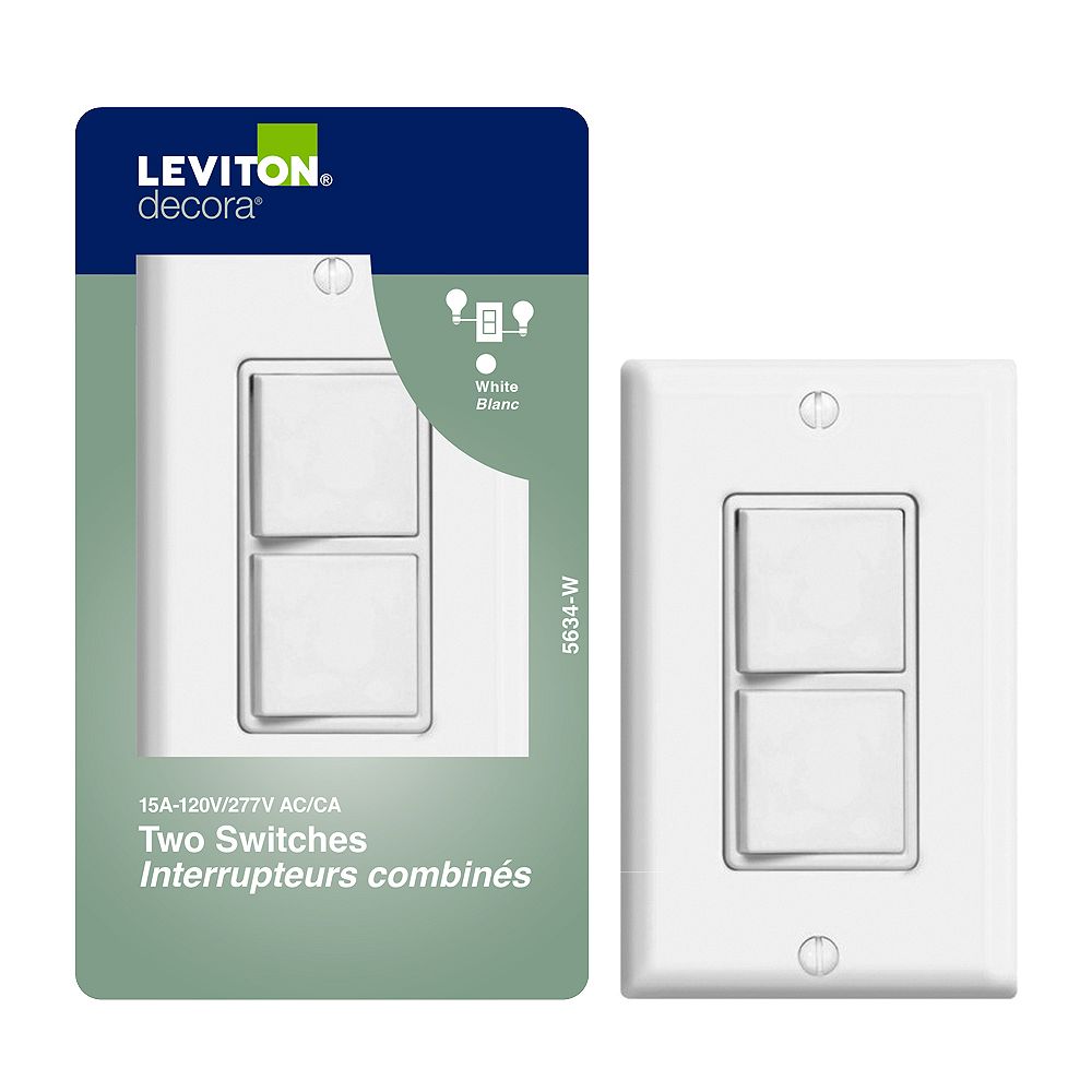 Leviton Decora Combination Switch/Switch , White The