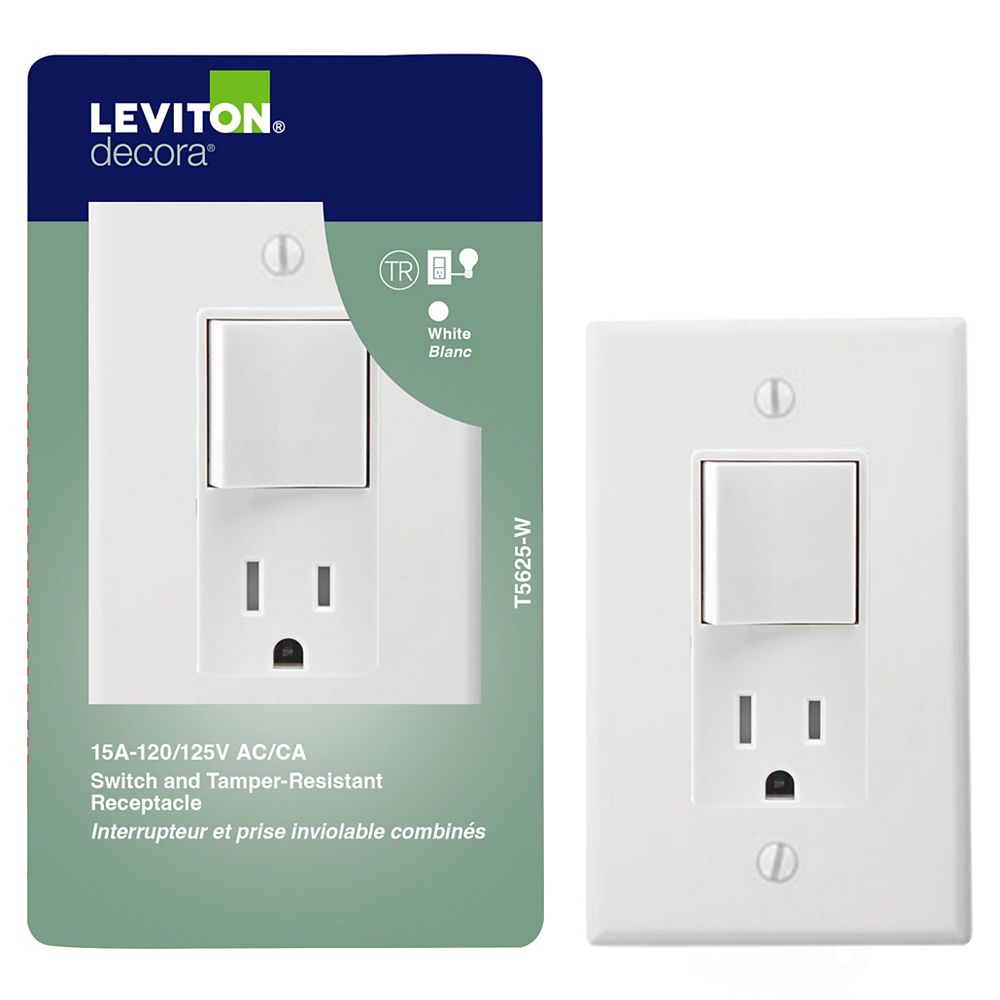 Leviton Decora Combination Switch/Receptacle, White | The Home Depot Canada