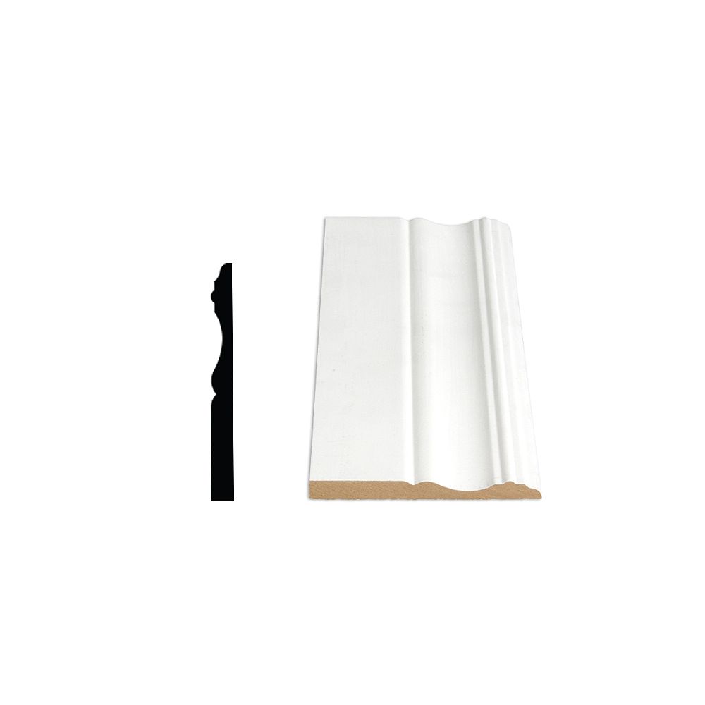 Alexandria Moulding 3 8 Inch X 3 7 8 Inch X 96 Inch Colonial Mdf Primed Fibreboard Baseboa The Home Depot Canada