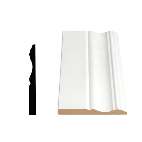 3/8-inch x 3 7/8-inch x 96-inch Colonial MDF Primed Fibreboard Baseboard Moulding