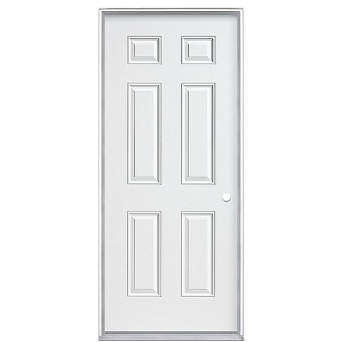 32-inch x 80-inch 6 Panel Primed Steel Prehung Front Door