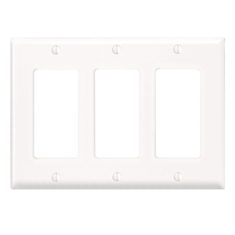 Leviton Decora wall plate 3 Gang, White The Home Depot Canada