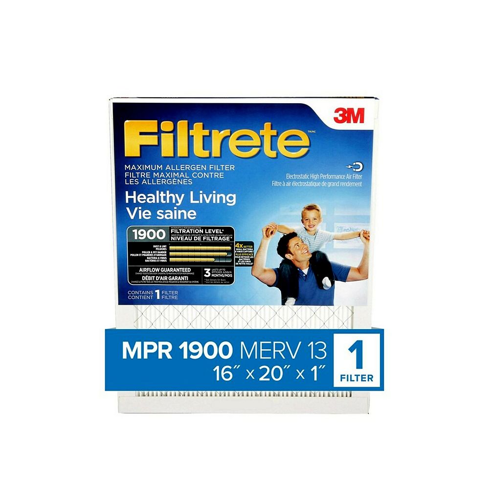 Filtrete Filters 16 Inch X 20 Inch X 1 Inch Healthy Living Mpr 1900 Maximum Allergen Filtr The Home Depot Canada