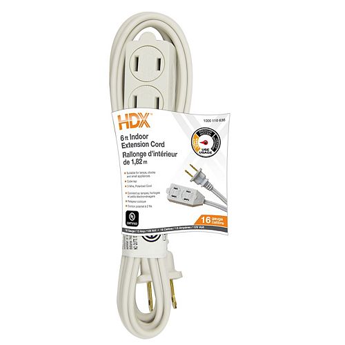 6 ft. Indoor Extension Cord in White