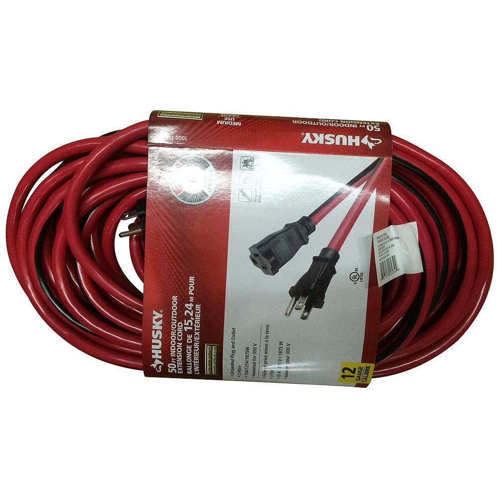 Husky 50 ft. 12Gauge Outdoor Extension Cord The Home Depot Canada