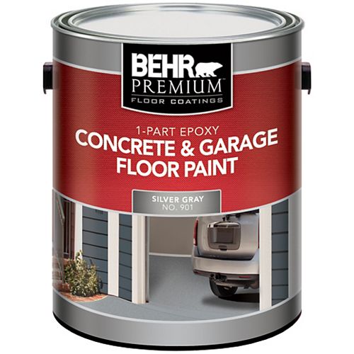 1-Part Epoxy Concrete & Garage Floor Paint - Silver Gray, 3.79L