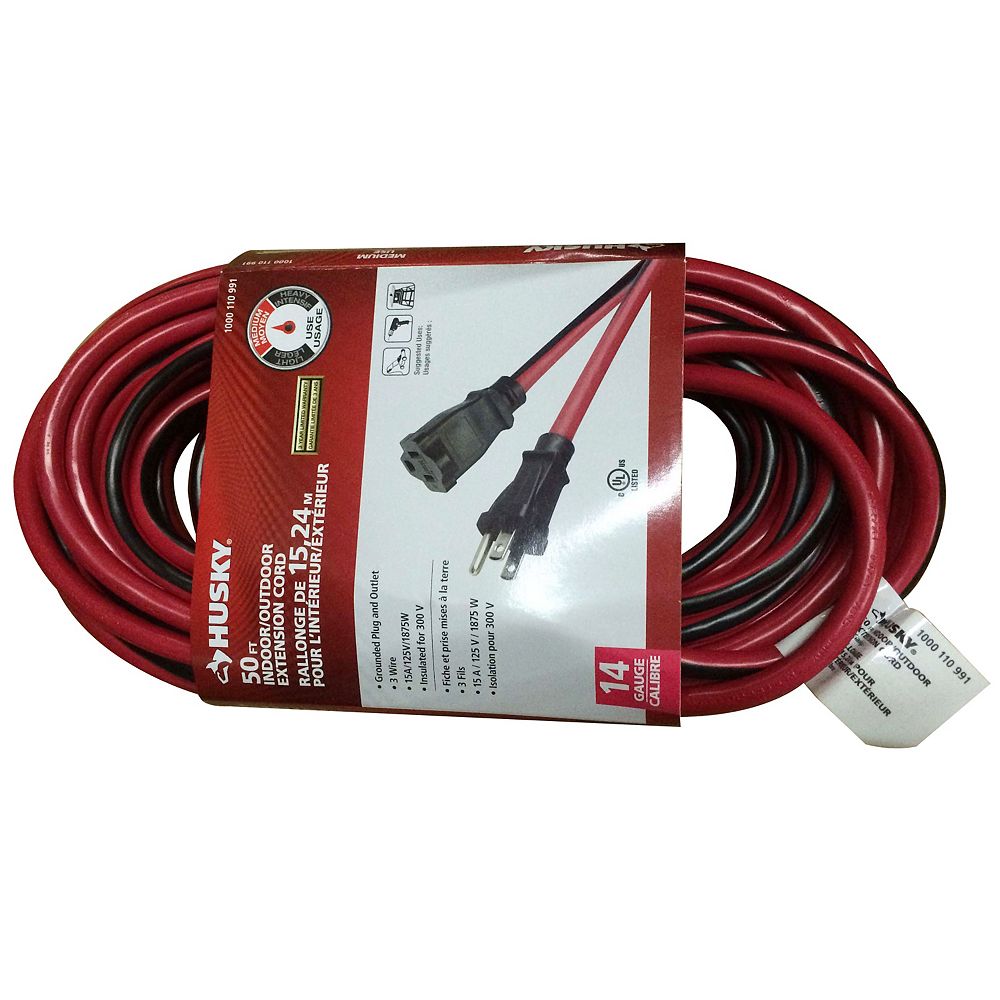 Husky 50 ft. 14 GA Indoor/Outdoor Extension Cord The Home Depot Canada
