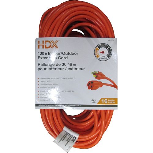 100 ft. Indoor/Outdoor Extension Cord in Orange