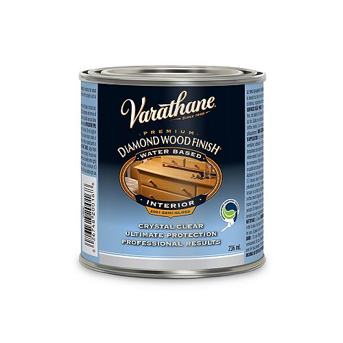 Varathane Diamond Finish Premium Wood Finish for Interior, Water-Based in Semi-Gloss Clear, 236 mL