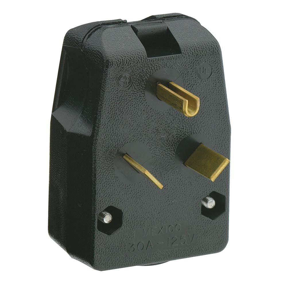 Leviton 30 Amp Angle Plug 125 Volt, NEMA TT30P, 2P, 3W