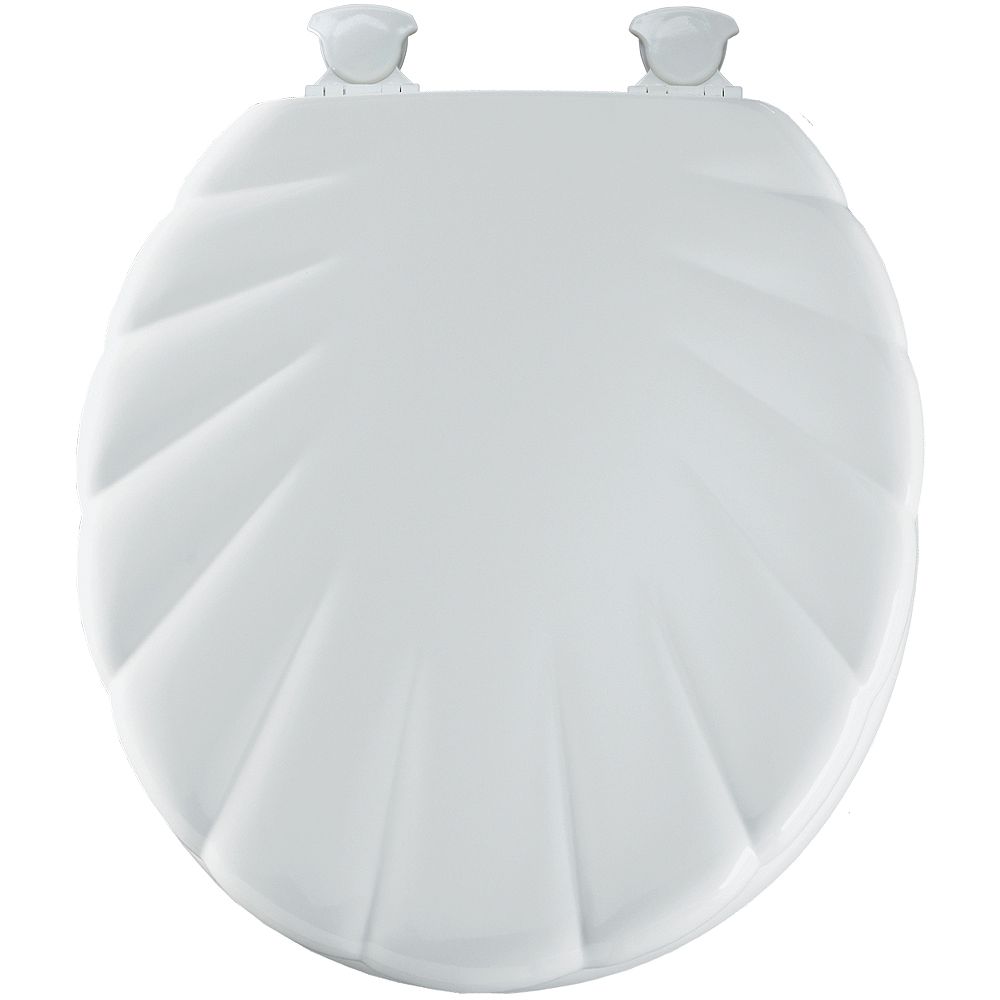 Bemis Round Wood Shell Toilet Seat with Easy Clean & Change Hinge in