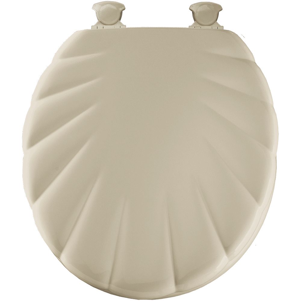Bemis Round Wood Shell Toilet Seat with Easy Clean & Change Hinge in