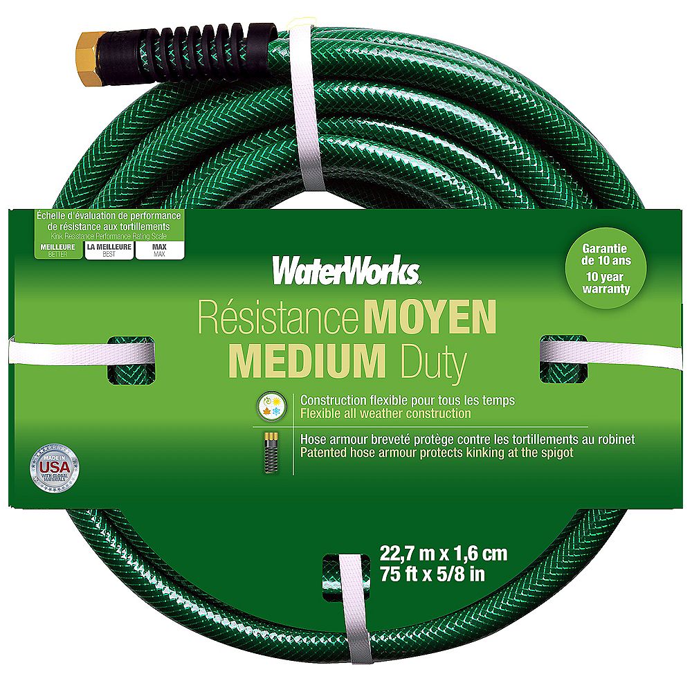 Waterworks 5/8inch x 75 ft. MediumDuty Hose The Home Depot Canada