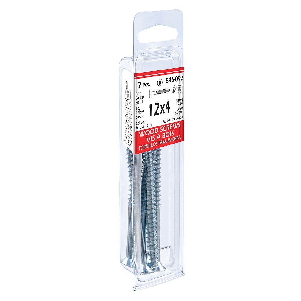 Paulin 12 x 4inch Flat Head Square Drive Wood Screws Zinc Plated