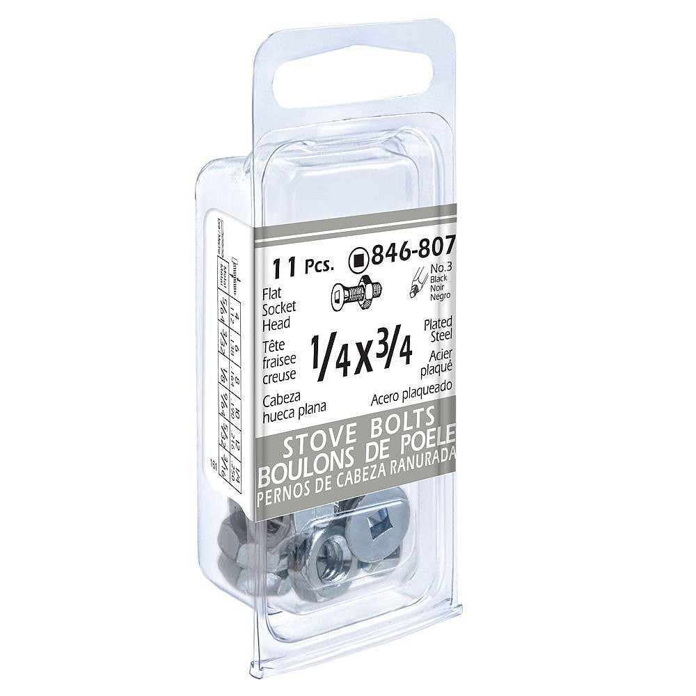 Paulin 1/4 x 3/4inch Flat Head Square Drive Stove Bolt with Nut Zinc