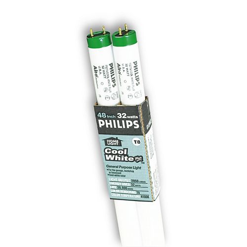 32W T8 48-inch Cool White (4100K)Fluorescent Light Bulb (2-Pack)