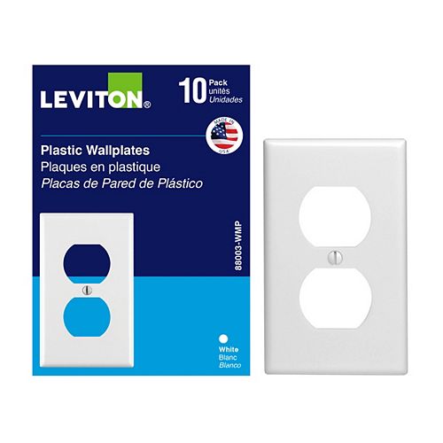 1 Gang Duplex Receptacle Plate, White - (10-Pack)