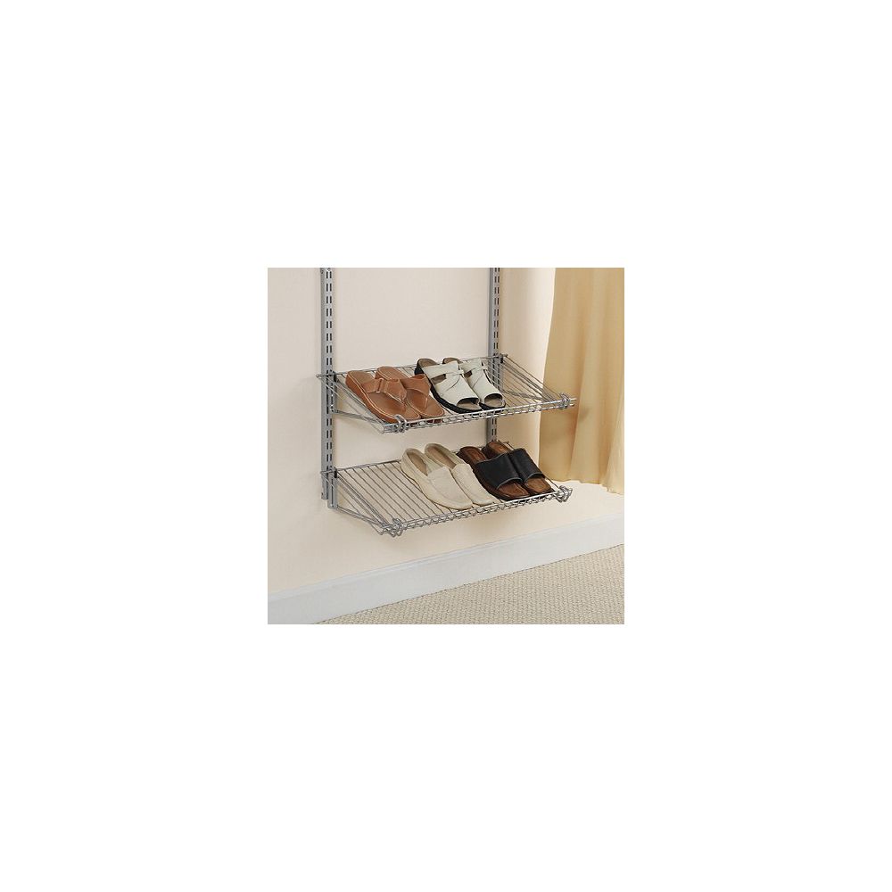 Rubbermaid 26inch Double Shoe Shelf in Satin Nickel The Home Depot