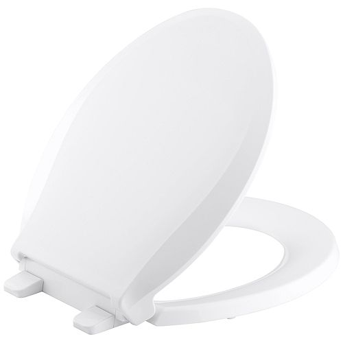 Cachet Quiet-Close Round Closed Front Toilet Seat with Grip-Tight Bumpers in White