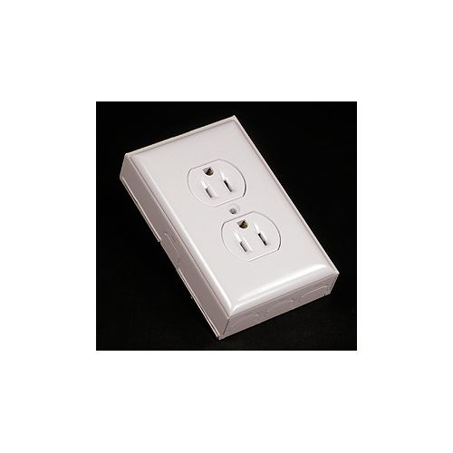 Receptacle, Plate &  Box Kit Metal White