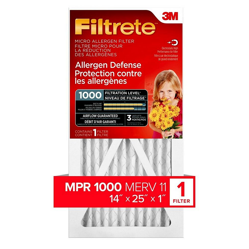 Filtrete Filters 14 Inch X 25 Inch X 1 Inch Allergen Defense Mpr 1000