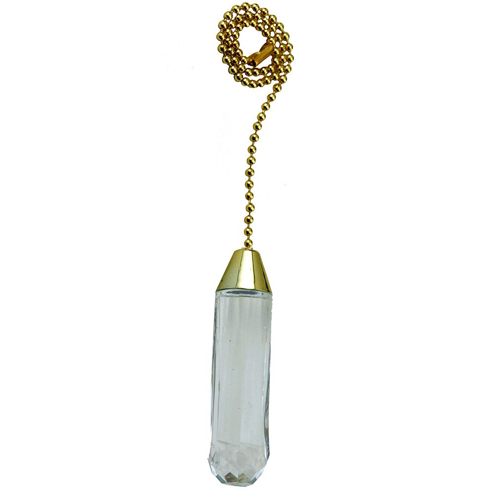 Atron Acrylic Cylinder Pull Chain with 12 Inch (30.5 cm) Brass Beaded