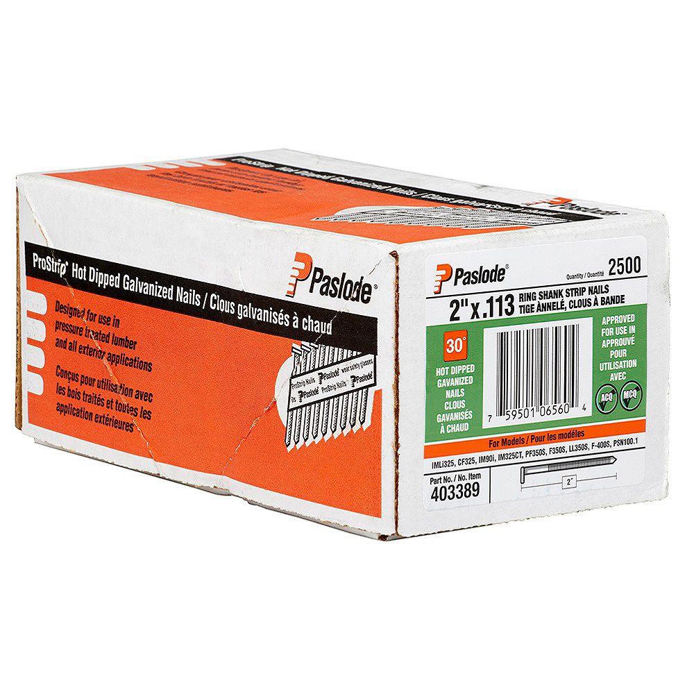 Paslode .113 X 2" Ring Shank Hot Dipped Galvanized Framing Strip Nails