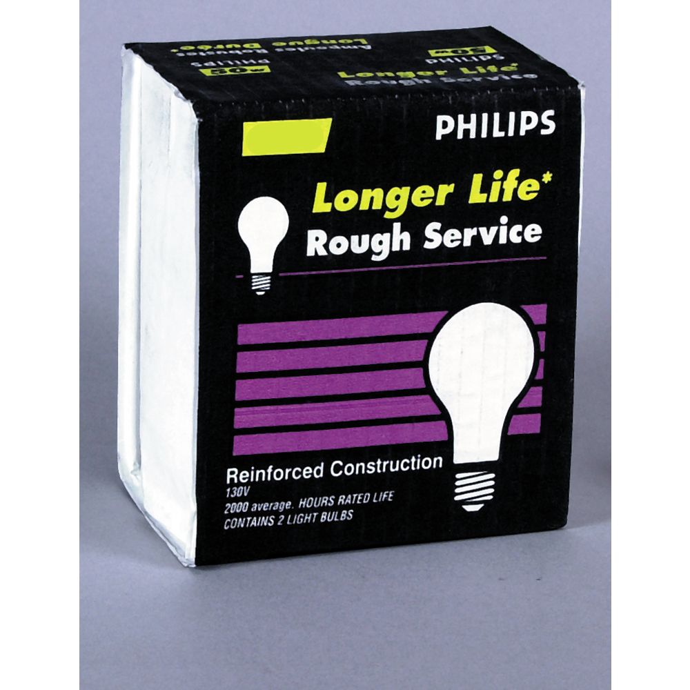 Philips 100W Incandescent A19 Rough Service Frost Light Bulb (2Pack