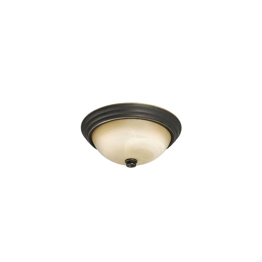 Hampton Bay Flushmount Ceiling Light Fixture in Bronze with Marbled