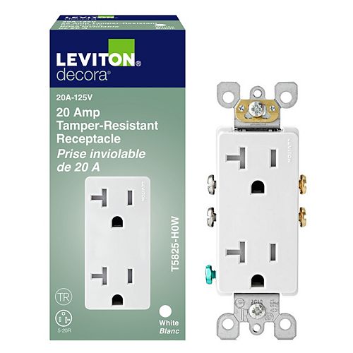 20A Tamper-Resistant, Decora duplex Receptacle/Outlet - White