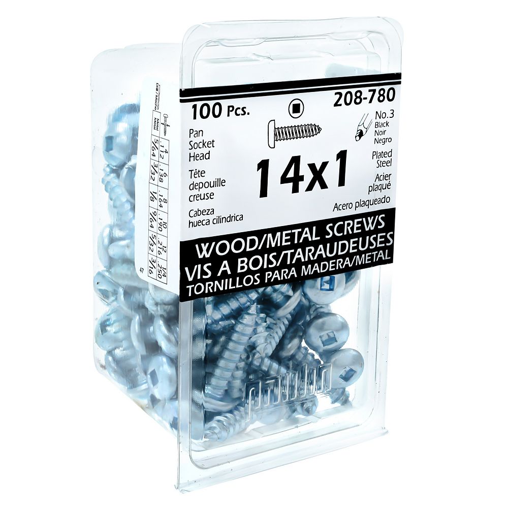 Paulin 14 x 1 inch Pan Head Square Drive Steel Metal Screws Zinc