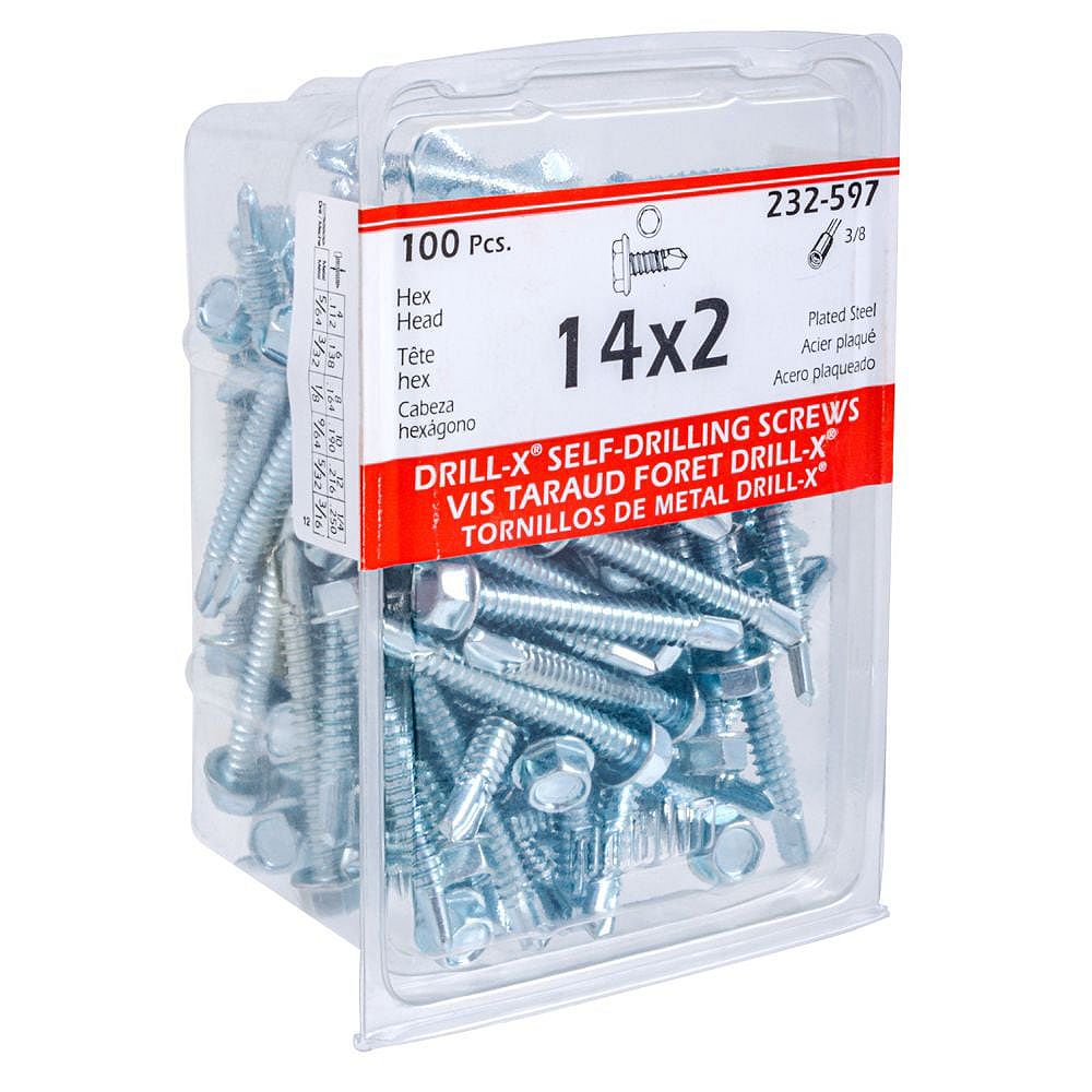 Paulin 14 x 2inch Hex Head Washer Drive Selfdrilling Steel Metal