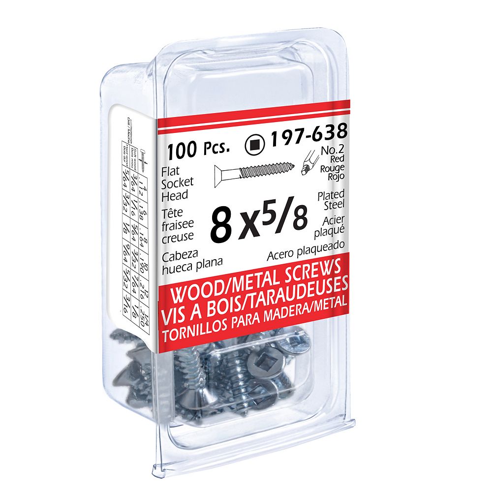 Paulin 8 x 5/8 inch Flat Head Square Drive Steel Wood Screws Zinc