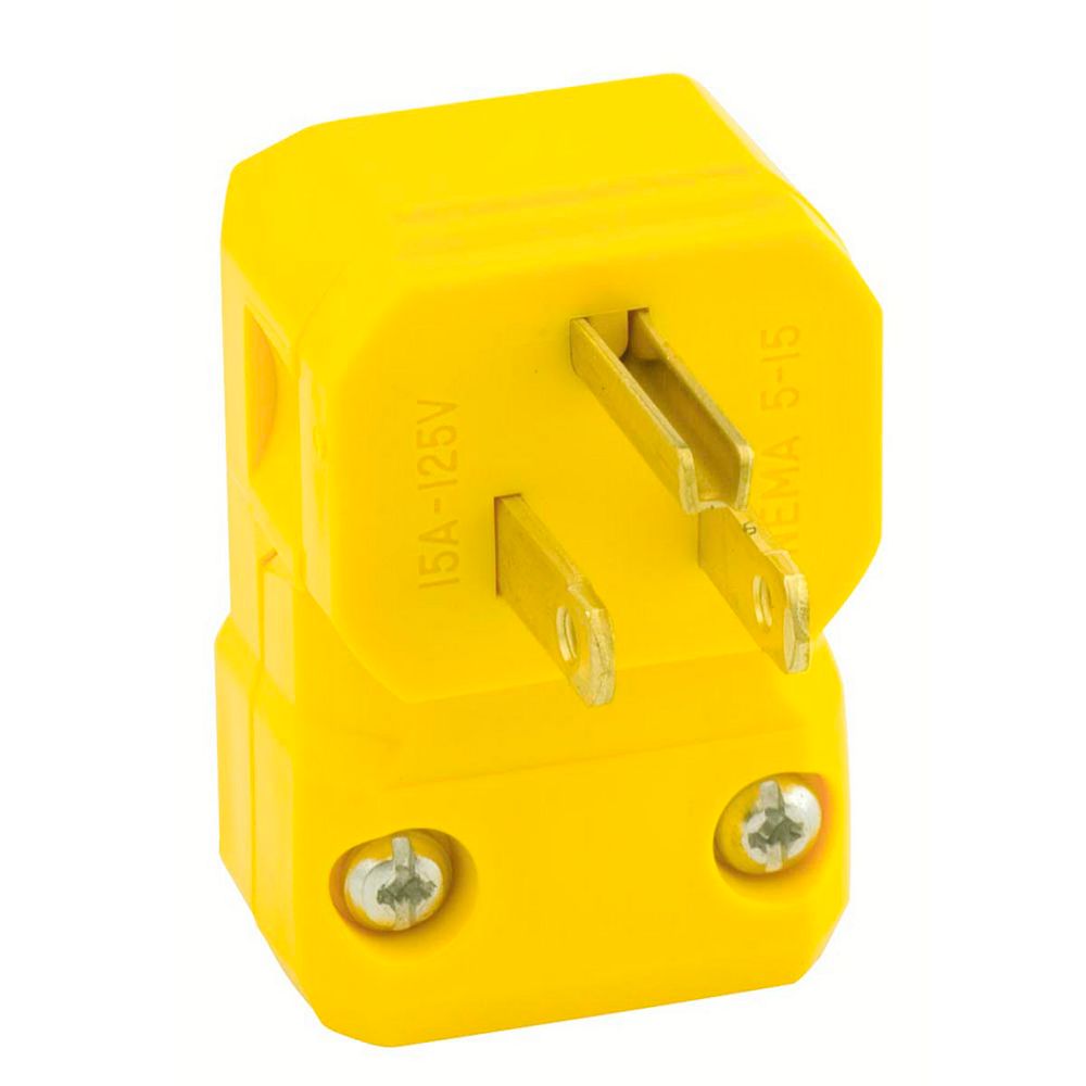 Leviton 15 Amp Python Angle Plug, Yellow | The Home Depot Canada