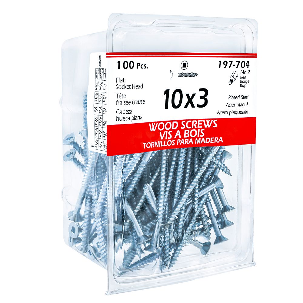 Paulin 10 x 3 inch Flat Head Square Drive Steel Wood Screws Zinc