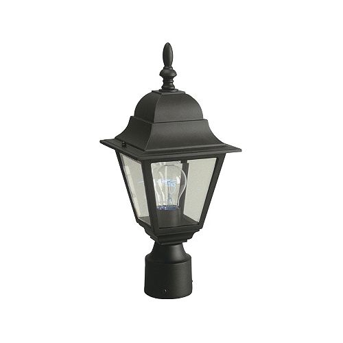 100W 1-Light Black Outdoor Post Lantern with Clear Bevelled Glass