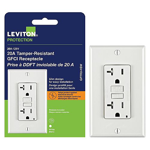 Decora 20 Amp Tamper-Resistant Slim GFCI Receptacle/Outlet With Wall Plate