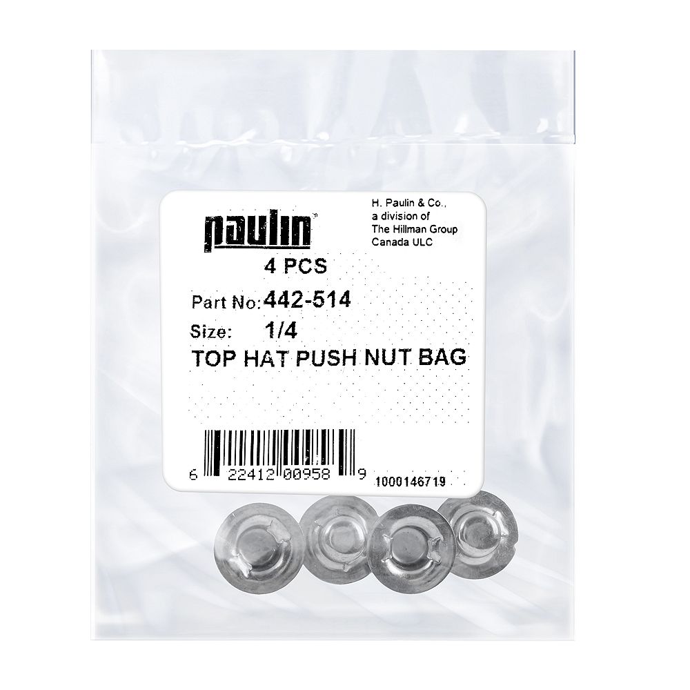 Paulin 1/4inch Stud Top Hat Pushnut Fastener Zinc Plated The Home