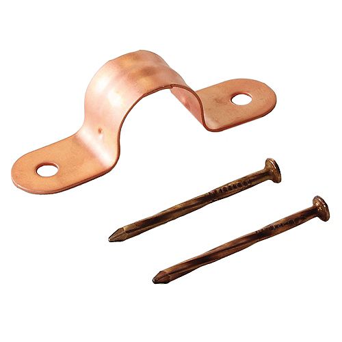 Dahl 1/2 Tube Clamps, Solid Copper, 10 Clamps & 20 Nails Per Bag