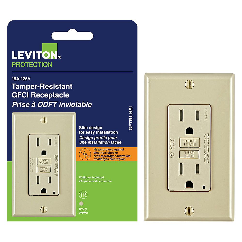 Leviton Decora 15 Amp TamperResistant Slim GFCI Receptacle/Outlet With